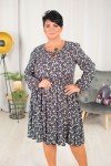Sukienka wizytowa w kwiatuszki odcinana w talii LU wzór 4 Plus Size 44-52