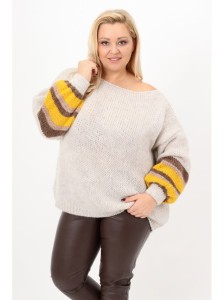 Sweter oversize LUNA beż Plus Size 44/50