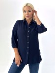 Bawełniana Koszula z 3/4 rękawem LOCA granat Plus Size 44-60