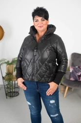 Krótka Kurtka pikowana NAZAR czarna Plus Size 44-50