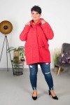 Płaszcz Oversize z Bukli malinowy Plus Size 44-56