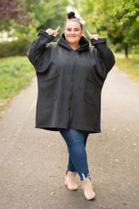 Płaszczyk Zamszowy Oversize JOHNY grafit Plus Size 50-60
