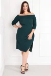 Wyszczuplająca Asymetryczna Sukienka FERRARA zielona z rozporkiem Plus Size 44-52