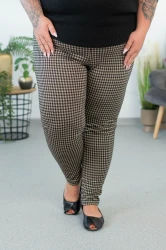 Legginsy w pepitkę MARIA camel Plus Size 48-56
