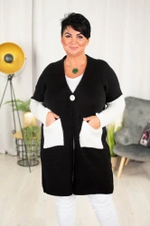 Kardigan Sweter DROL czarno-biały Plus Size 44/50