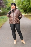 Krótka Kurtka pikowana NAZAR czekoladowy Plus Size 44-50