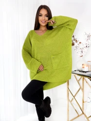 Sweter Oversize z kieszonkami KAJLA groszek Plus Size 46/56