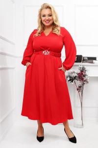 Sukienka maxi z paskiem ZUMBA czerwona Plus Size 42-50