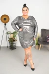 Sukienka połyskująca FOXY srebrna Plus Size 46/52