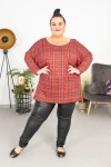 Tunika w czerwoną kratę MILO Plus Size 48/54