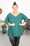 Tunika trapezowa z brokatem CORIN  zielona Plus Size 48/56