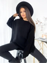 Sweter MICHEL czarny Plus Size 44/52