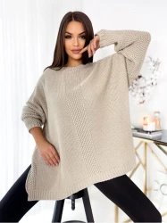 Sweter MICHEL beż Plus Size 44/52