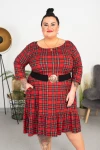 Sukienka świąteczna z falbaną CHRISTINA krata 52/60