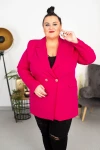 Długa Marynarka z guzikami MELANO fuksja Plus Size 44-54