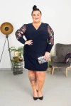 Sukienka z kopertowym założeniem ALISA granat Plus Size 44-52