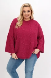 Sweter w łódkę COCO bordo Plus Size 48/52