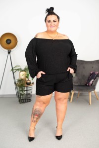 Szorty z brokatem DAY czarne Plus Size 48-56