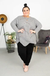 Ażurowy Sweter Oversize ELISE melanż Plus Size 46/54