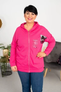 Bluza na suwak CEKIN różowa Plus Size 46/50 