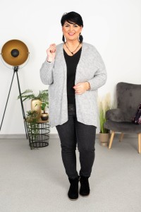 Krótki Kardigan bez zapinania ROCK melanż Plus Size 44/50