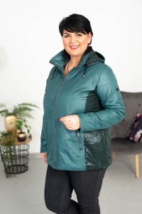 Kurtka z odpinanym kapturem INGA butelkowa Plus Size 44-52