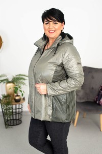 Kurtka z odpinanym kapturem INGA khaki Plus Size 44-52