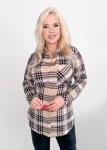 Koszula ONE beżowa krata Plus Size 44-58