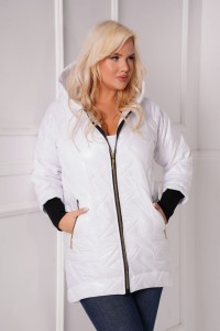 Kurtka z dresowym rękawem ENIGMA biała Plus Size 44-52
