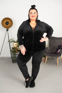 Dres welurowy HARLI czarny Plus Size 48-54