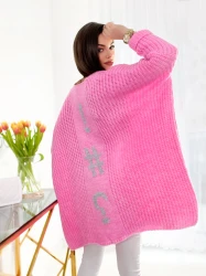 Kardigan Sweter Oversize STACY róż Plus Size 46/54