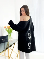 Kardigan Sweter Oversize STACY czarny Plus Size 46/54