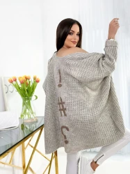 Kardigan Sweter Oversize STACY siwy Plus Size 46/54