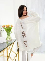 Kardigan Sweter Oversize STACY ecru Plus Size 46/54