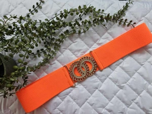 Pasek gumowy "Kółka" neon pomarańcz Plus Size