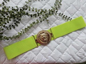 Pasek gumowy "Lew" neon limonka Plus Size