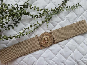 Pasek gumowy "Łańcuszek" beż Plus Size