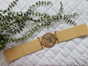 Pasek gumowy "Grecki+Lew" beż Plus Size