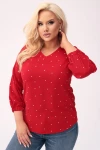 Bluzka ELEONORA czerwona Plus Size 44-58