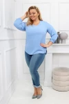 Bluzka 3/4 rękaw RENATA błękitna Plus Size 44-58