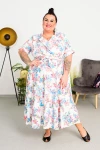 Sukienka z paskiem INDIA błękitne kwiaty Plus Size 44-52