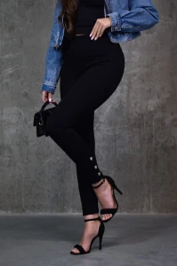  Wyszczuplające Legginsy STYLING z guzikami czarne Plus Size 40-52