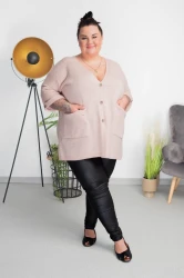 Zapinany Sweter Oversize ADA puder Plus Size 50/54