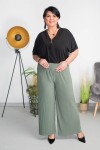 Spodnie Plisowane z szeroką nogawką NITRO khaki Plus Size 44/52
