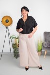 Spodnie Plisowane z szeroką nogawką NITRO beż Plus Size 44/52