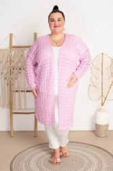 Kardigan ażurowy AMELIA lila Plus Size 44/52