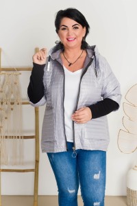 Krótka Kurtka pikowana NATALI popiel Plus Size 44-52