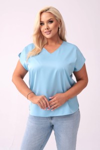 Bluzka pod żakiet TELINA błękitna Plus Size 44-54