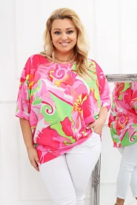 Tunika Nietoperz REINA wzór różowa Plus Size 42-52