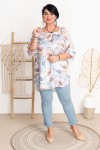 Tunika Hiszpanka SOFIJA kwiaty błękit Plus Size 42-52